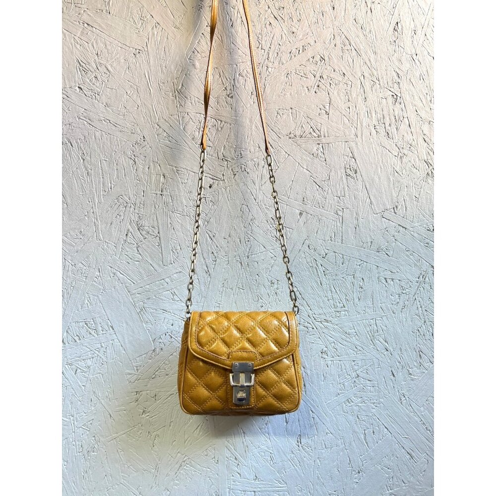 BANANA REPUBLIC quilted faux-leather turn lock mini crossbody bag- Antique gold